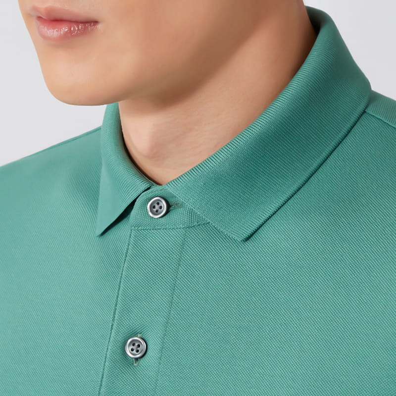 Maikling manggas ng kalalakihan polo shirt ribbed knit collar