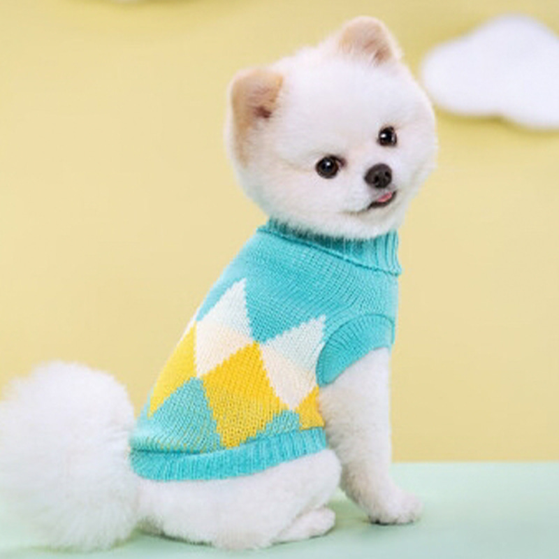 Blue Plaid Rowan Warm Pet Knit Sweater